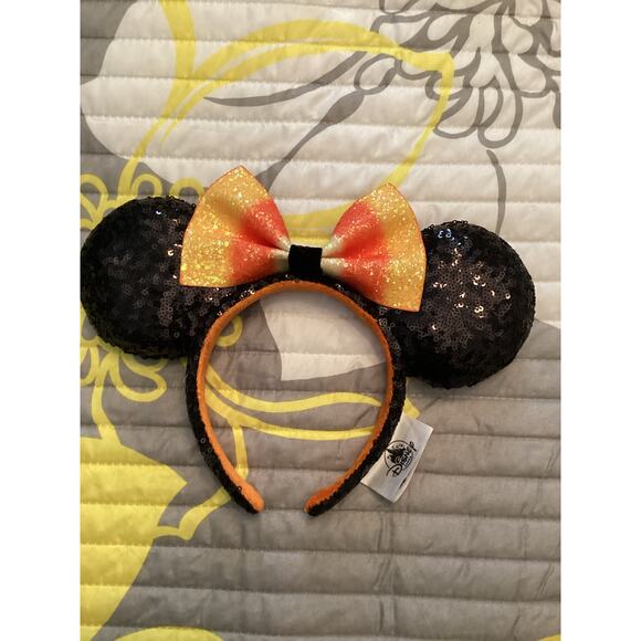 NWOT Disney Parks Sequin Halloween Candy Corn Bow Minnie Mouse Ear Headband 2024 - Picture 1 of 2